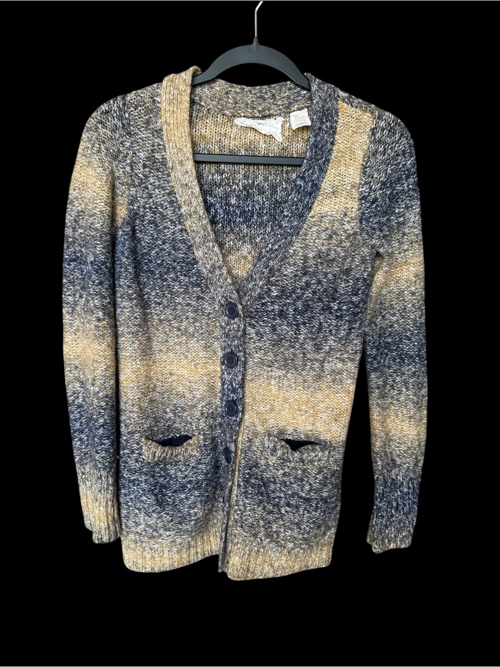 Coincidence & Chance Gradient V-Neck Button Cardigan - Blue & Beige Size Medium